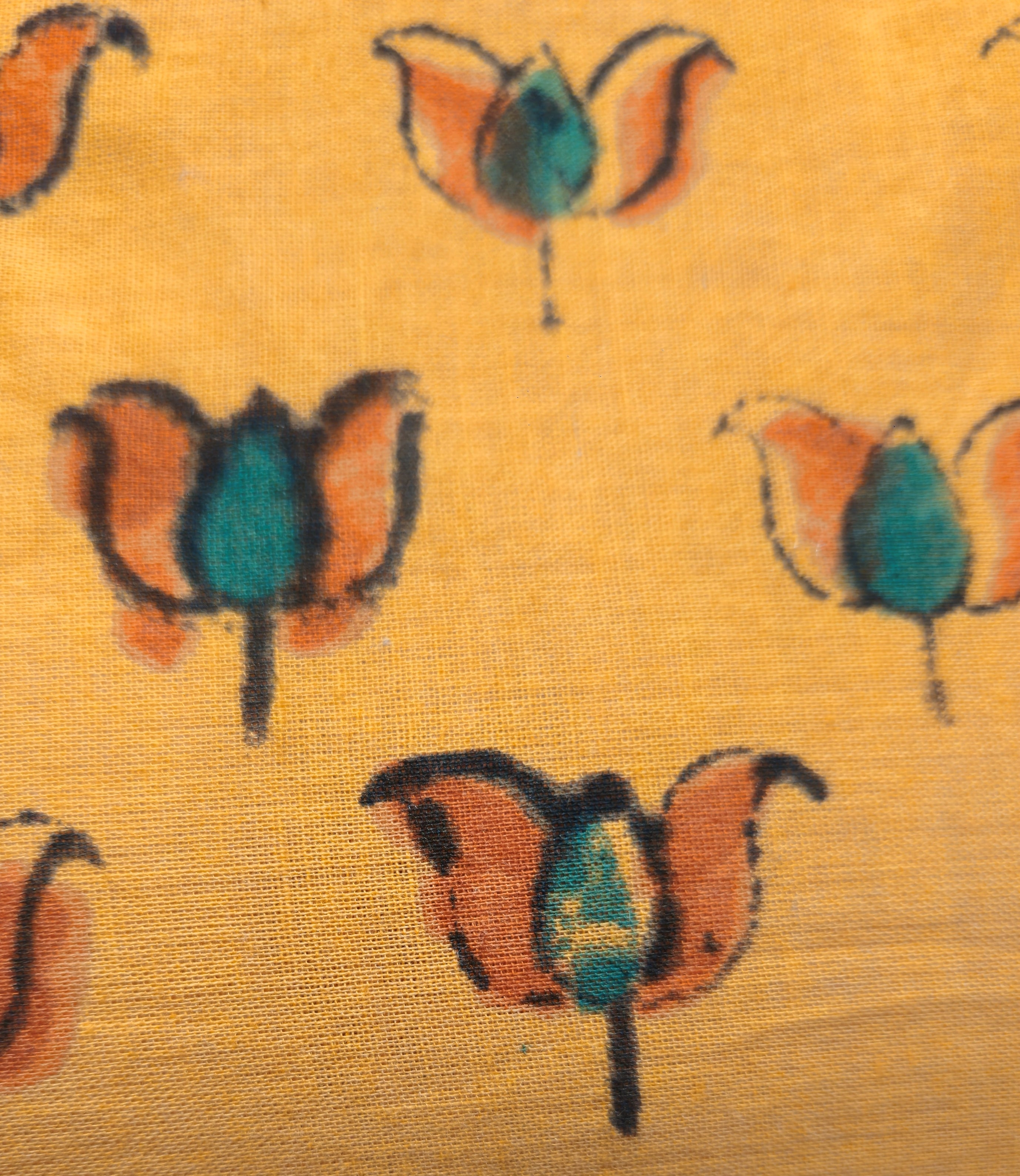 Orange block print padded blouse