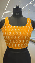 Yellow block print padded blouse