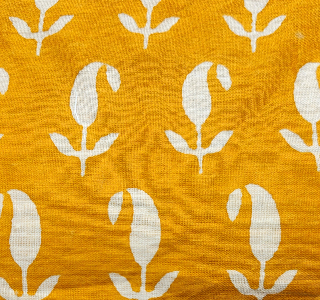 Yellow block print padded blouse