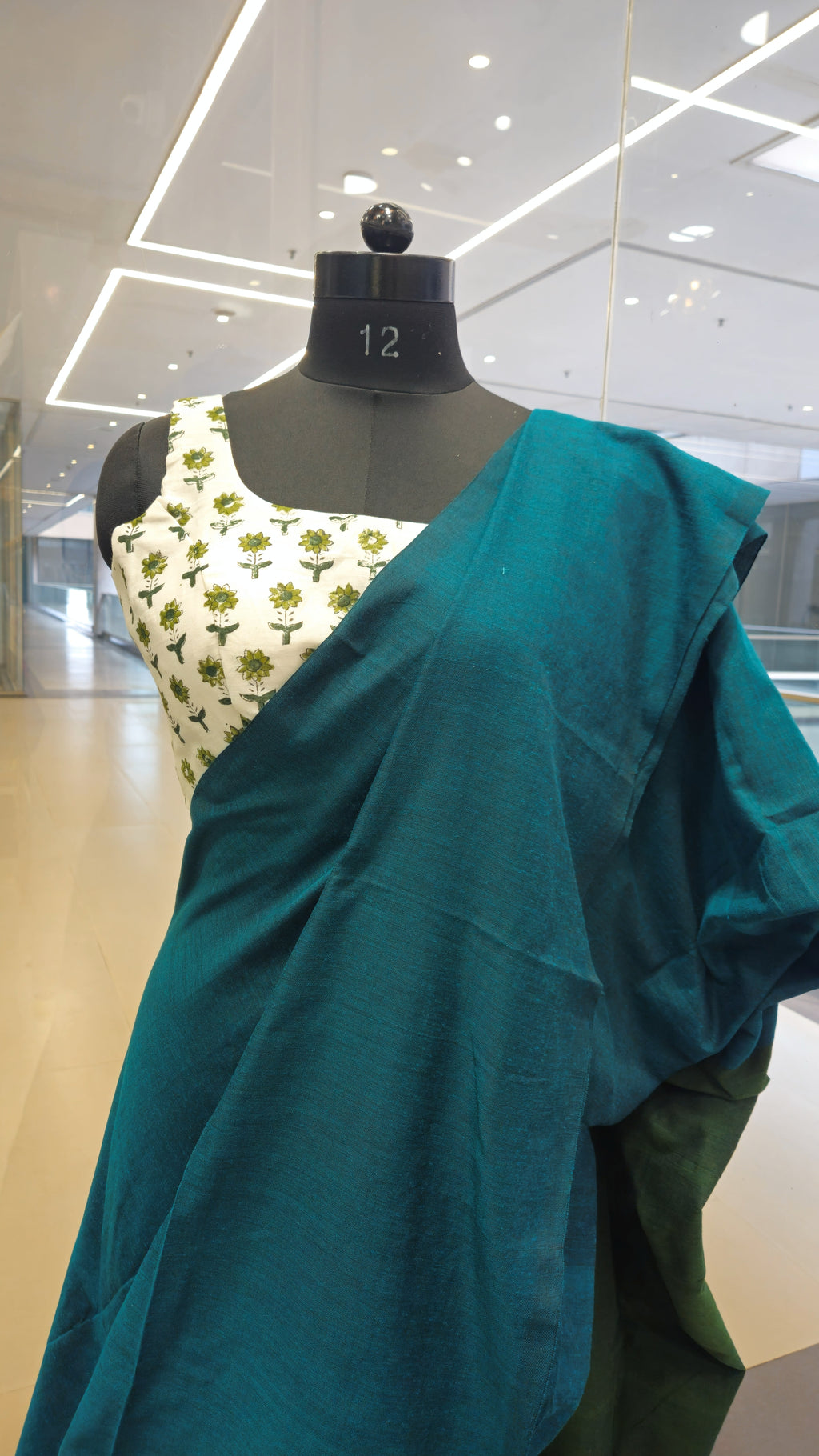 White block print padded blouse