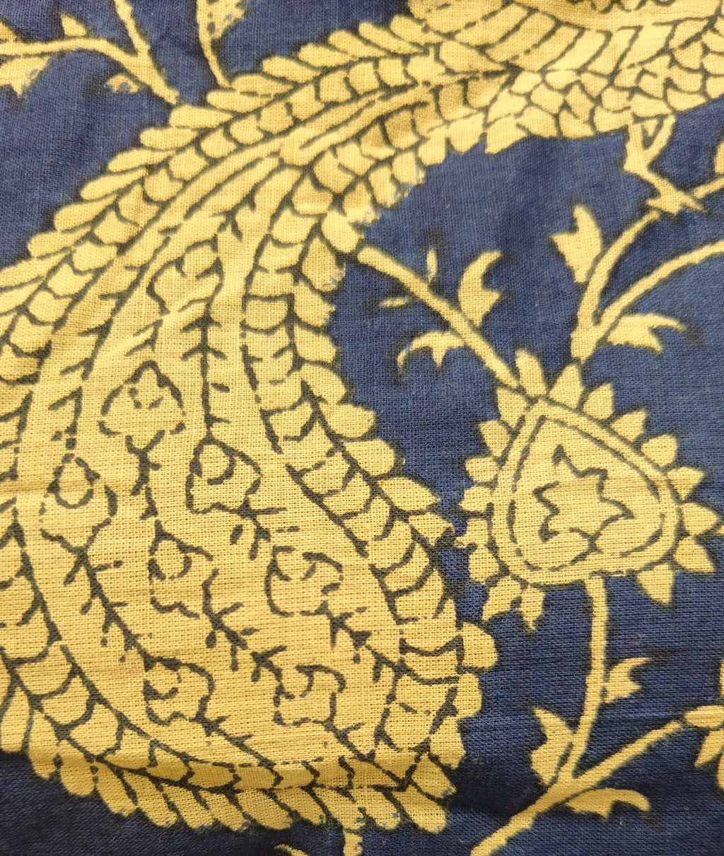 Blue block print padded blouse